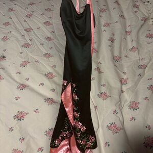 Jovani Black and Pink Floral Prom Dress